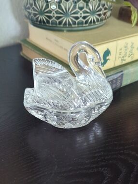 Clear Glass Swan Candy Dish